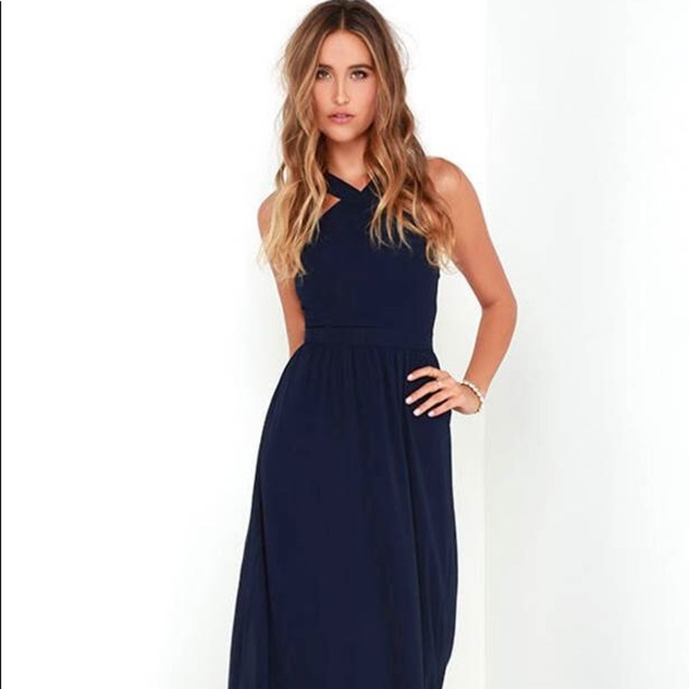 LuLu’s Air of Romance Navy maxi dress